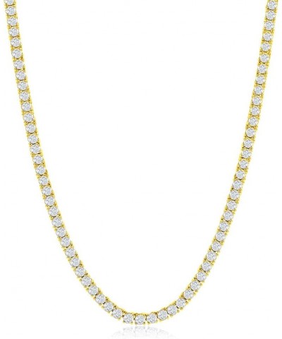 New Womens Magnificent 4mm Round Cubic Zirconia Tennis Necklace Yellow Gold $20.71 Necklaces