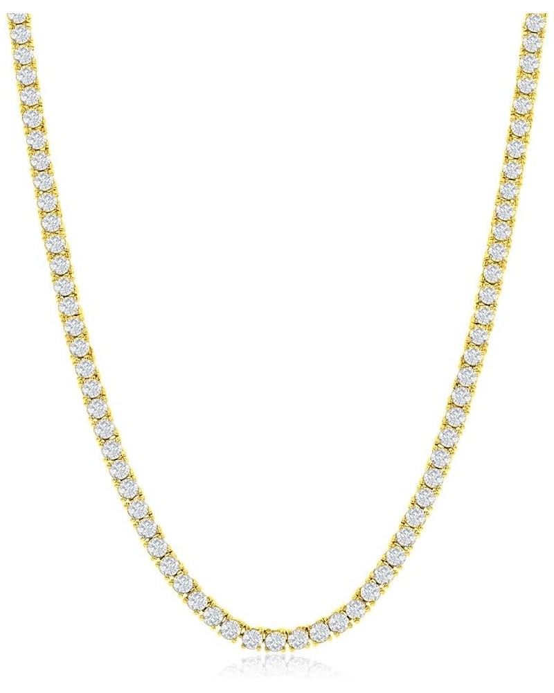 New Womens Magnificent 4mm Round Cubic Zirconia Tennis Necklace Yellow Gold $20.71 Necklaces