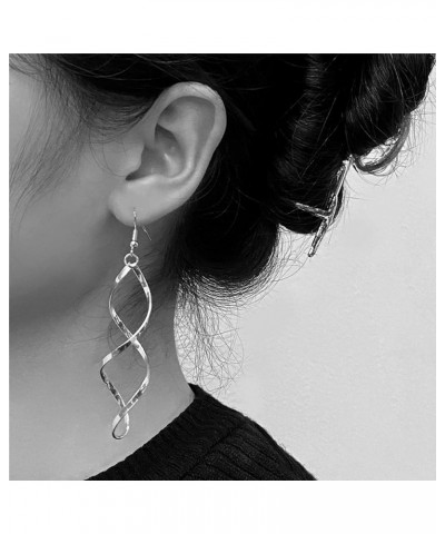 Dangle Earrings for Women Cute Twist Wave Statement Hanging Earring Gold Silver Double Linear Drop Dangling Earrings for Part...