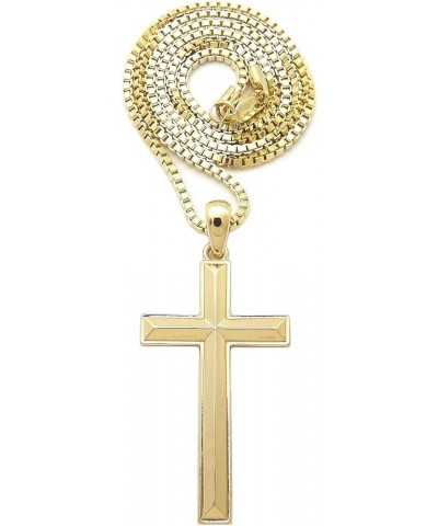 Hip Hop Fashion Polished Cross Pendant Box, Cuban, Rope Chain Necklace Gold / Box Chain 24.0 Inches $10.81 Necklaces