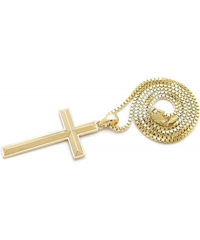 Hip Hop Fashion Polished Cross Pendant Box, Cuban, Rope Chain Necklace Gold / Box Chain 24.0 Inches $10.81 Necklaces