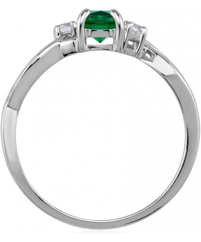 7x5mm Oval Shape White Gold Plated 925 Sterling Silver Engagement Ring Created Nano Green Emerald 5 $11.83 Rings