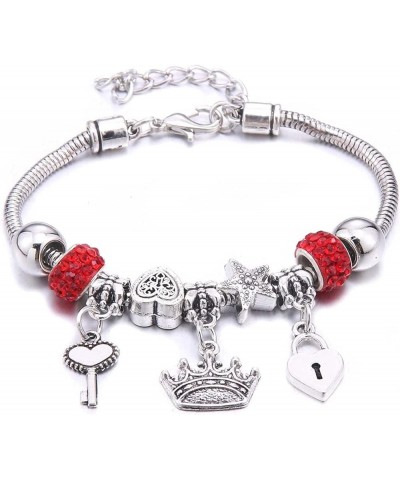 Crystal Charm Bracelets Beads Bracelet Women DIY BeadsBracelets Bangles Jewelry Gift (Metal Color : B3277-rosered) B3282-red ...