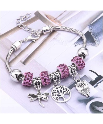 Crystal Charm Bracelets Beads Bracelet Women DIY BeadsBracelets Bangles Jewelry Gift (Metal Color : B3277-rosered) B3282-red ...