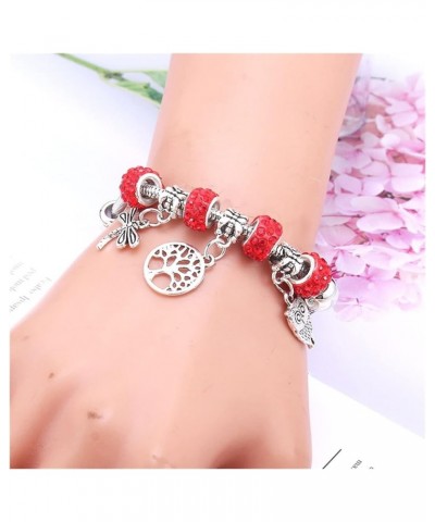 Crystal Charm Bracelets Beads Bracelet Women DIY BeadsBracelets Bangles Jewelry Gift (Metal Color : B3277-rosered) B3282-red ...