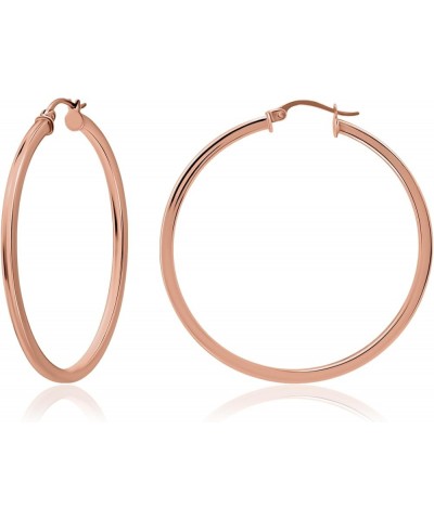 Sterling Silver Polished Finish Square-Tube Hoop Earrings 0.07" Wide 0.59"-1.77" Diameter Rose Gold 40.0 Millimeters $15.95 E...