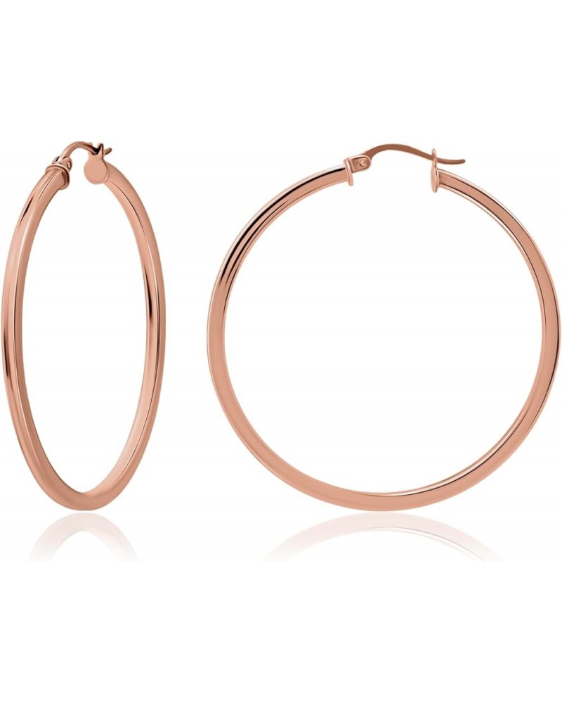 Sterling Silver Polished Finish Square-Tube Hoop Earrings 0.07" Wide 0.59"-1.77" Diameter Rose Gold 40.0 Millimeters $15.95 E...