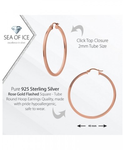 Sterling Silver Polished Finish Square-Tube Hoop Earrings 0.07" Wide 0.59"-1.77" Diameter Rose Gold 40.0 Millimeters $15.95 E...