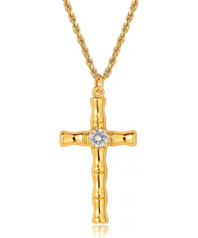 Gold Dainty Cross Necklace for Women,18K Gold Plated Latin CZ Cross Faith Pendant Necklace Minimalist Handmade Crucifix Chain...