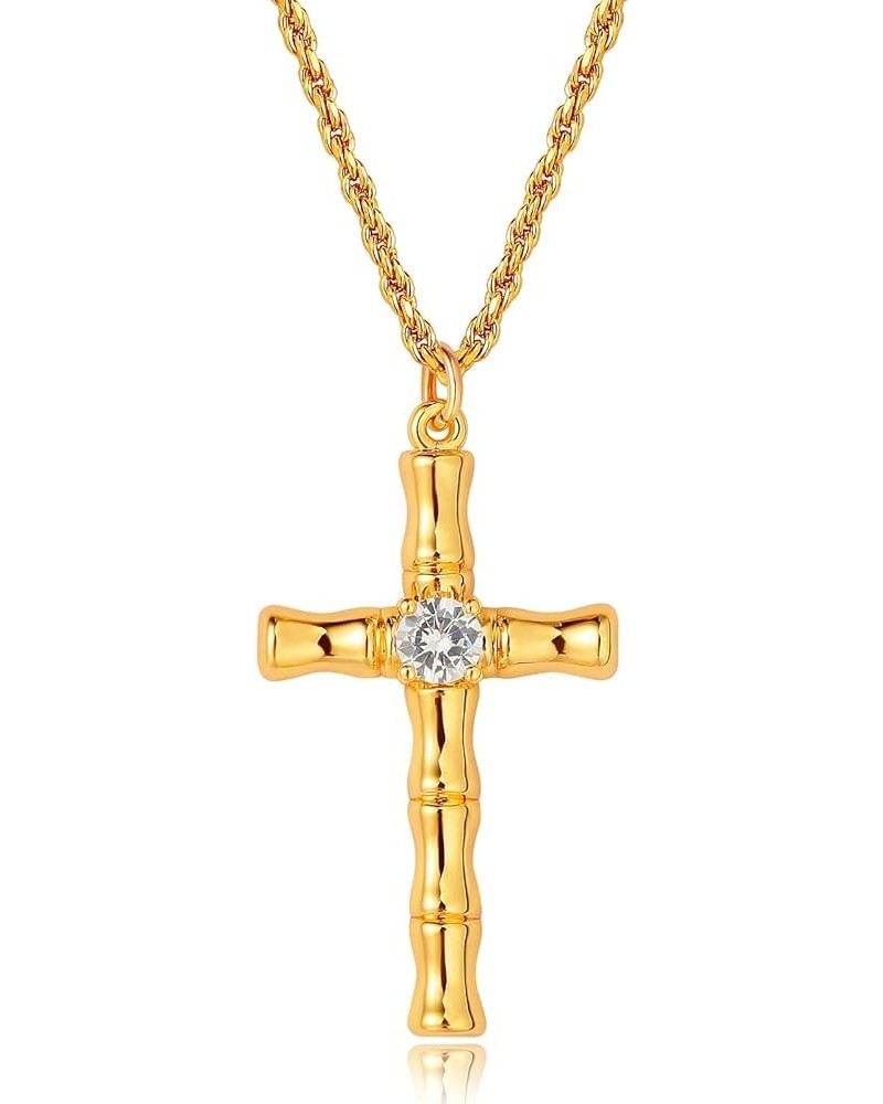 Gold Dainty Cross Necklace for Women,18K Gold Plated Latin CZ Cross Faith Pendant Necklace Minimalist Handmade Crucifix Chain...