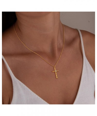 Gold Dainty Cross Necklace for Women,18K Gold Plated Latin CZ Cross Faith Pendant Necklace Minimalist Handmade Crucifix Chain...