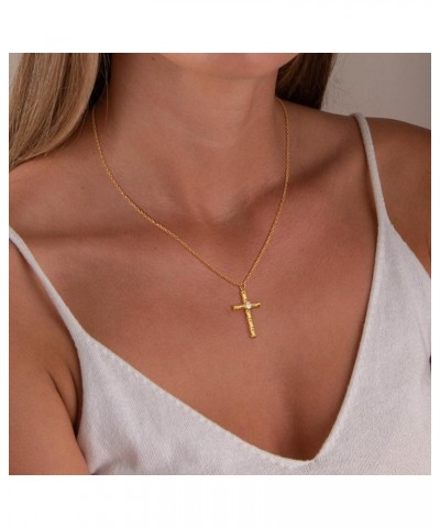 Gold Dainty Cross Necklace for Women,18K Gold Plated Latin CZ Cross Faith Pendant Necklace Minimalist Handmade Crucifix Chain...