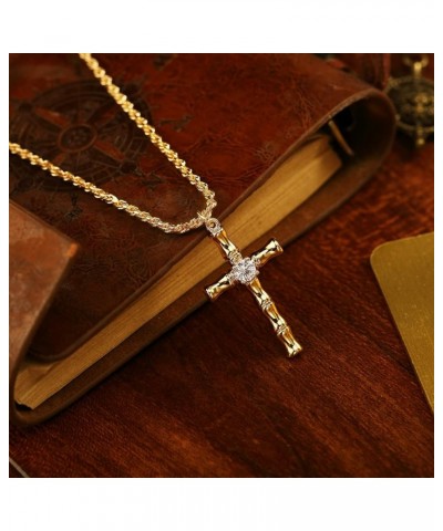 Gold Dainty Cross Necklace for Women,18K Gold Plated Latin CZ Cross Faith Pendant Necklace Minimalist Handmade Crucifix Chain...