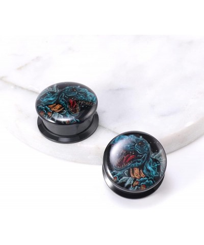 1 Pair Acrylic Solid Screw On Ear Plugs Tunnels Epoxy The Eye of Geometirc Flower Allergy Free 2g - 1 Inch Stretcher Art Colo...