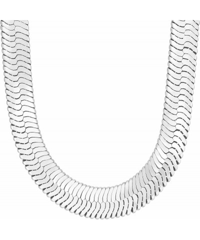 11mm Flexible Herringbone Chain Necklace 24k Real Gold Plated 20 inches White Gold $51.28 Necklaces