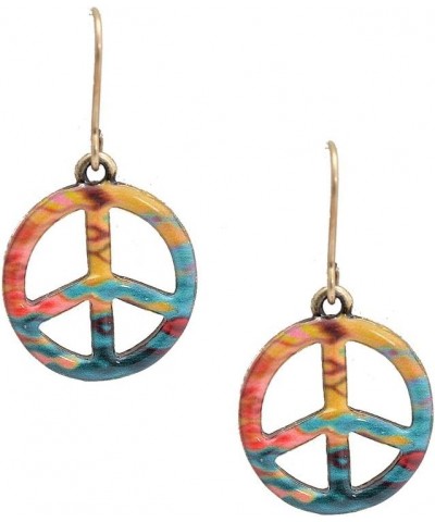 Spinningdaisy Folk Art Colorful Peace Sign earrings Yellow Green $8.39 Earrings