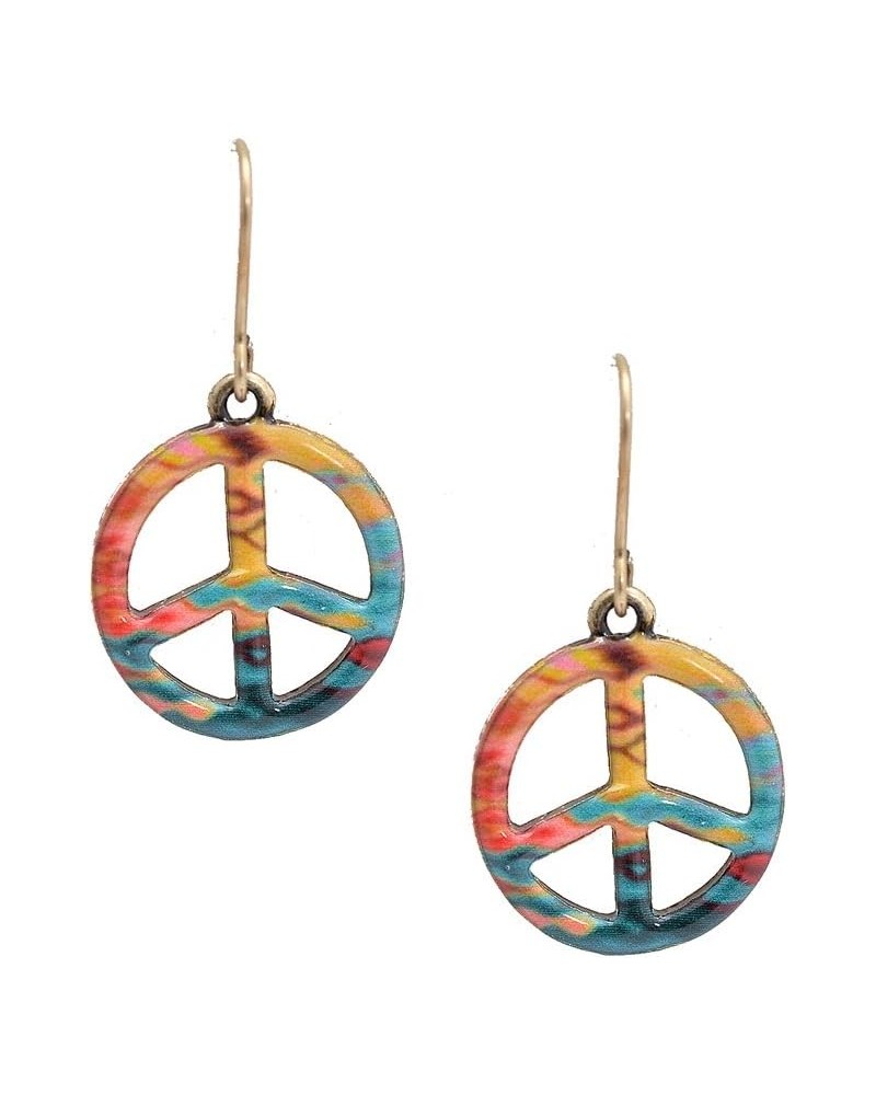 Spinningdaisy Folk Art Colorful Peace Sign earrings Yellow Green $8.39 Earrings