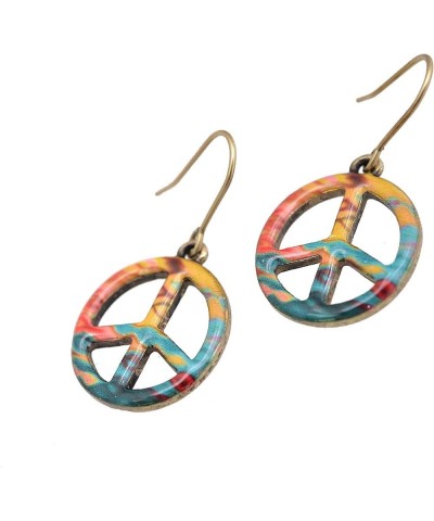 Spinningdaisy Folk Art Colorful Peace Sign earrings Yellow Green $8.39 Earrings