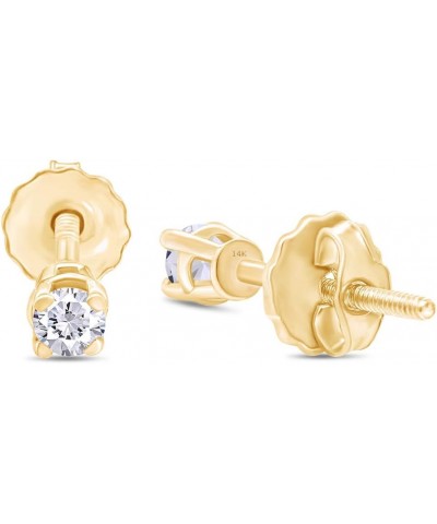 Round Natural Diamond Stud (IGI Certified 0.70 ct & up) Plus Quality Screw Back Earrings in 14k Solid Gold, 0.04 Ctw - 2.00 C...