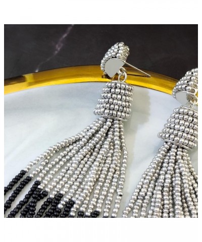 Handmade Beads Tassels Fringe Dangle Drop Earrings For Women (ER1093) Dark grey $14.49 Earrings