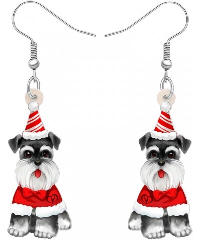 Acrylic Schnauzer Dog Earrings Sweet Pets Dangle Drop Jewelry for Women Ladies Girls Lovers Fancy Gifts Christmas Hat $8.00 E...