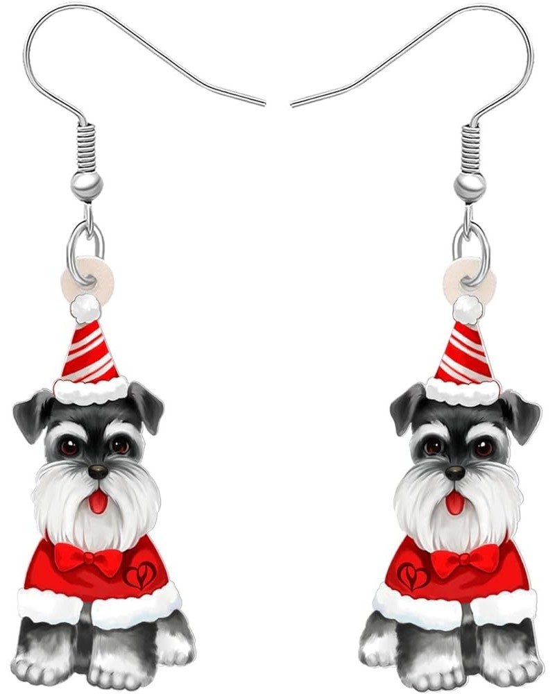 Acrylic Schnauzer Dog Earrings Sweet Pets Dangle Drop Jewelry for Women Ladies Girls Lovers Fancy Gifts Christmas Hat $8.00 E...