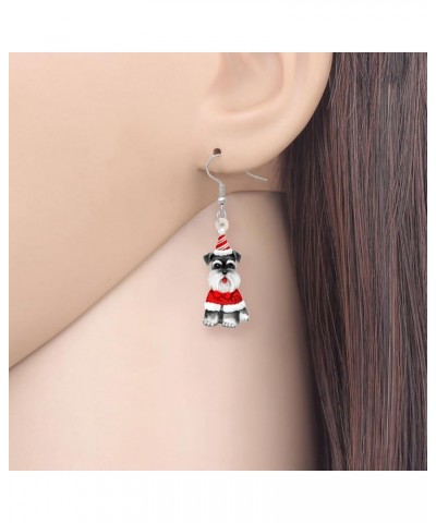 Acrylic Schnauzer Dog Earrings Sweet Pets Dangle Drop Jewelry for Women Ladies Girls Lovers Fancy Gifts Christmas Hat $8.00 E...