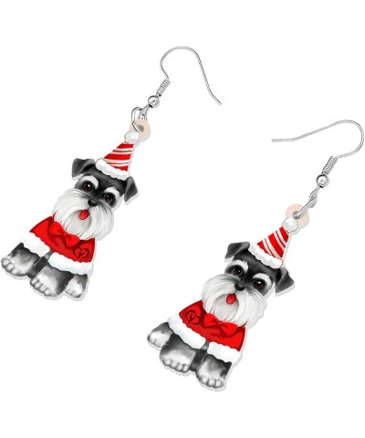 Acrylic Schnauzer Dog Earrings Sweet Pets Dangle Drop Jewelry for Women Ladies Girls Lovers Fancy Gifts Christmas Hat $8.00 E...