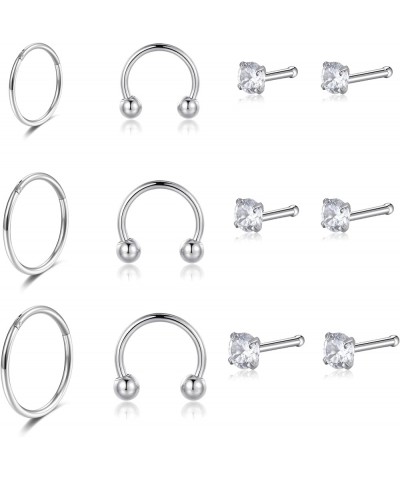 Opal Nose Stud 20 Gauge 6mm Surgical Steel Cute 20g Nose Ring Piercing Studs Set For Women Men Mixed Styles Set B $9.71 Body ...