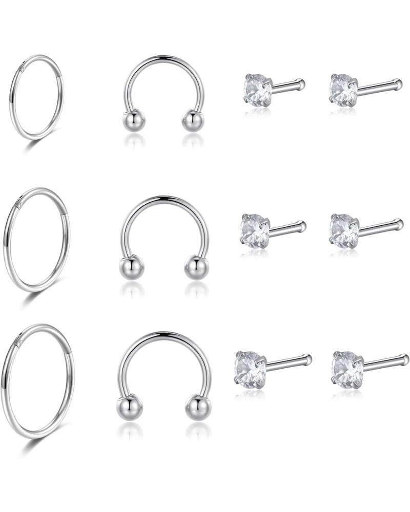 Opal Nose Stud 20 Gauge 6mm Surgical Steel Cute 20g Nose Ring Piercing Studs Set For Women Men Mixed Styles Set B $9.71 Body ...