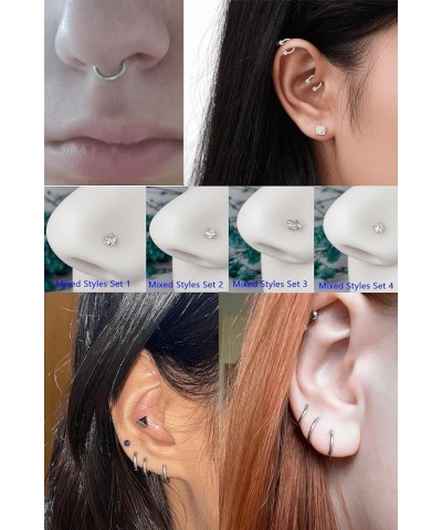 Opal Nose Stud 20 Gauge 6mm Surgical Steel Cute 20g Nose Ring Piercing Studs Set For Women Men Mixed Styles Set B $9.71 Body ...