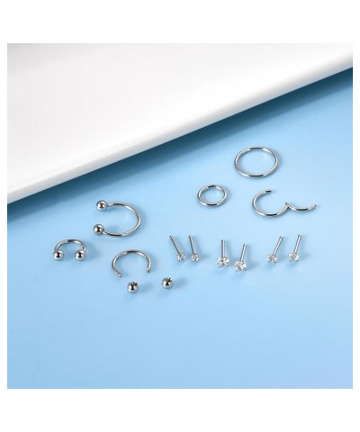 Opal Nose Stud 20 Gauge 6mm Surgical Steel Cute 20g Nose Ring Piercing Studs Set For Women Men Mixed Styles Set B $9.71 Body ...