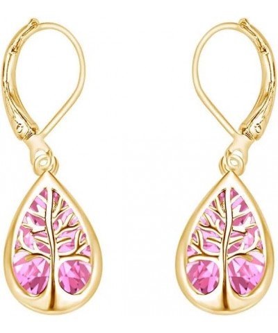 Tree Of Life Drop Earrings In 14k Gold Over Sterling Silver Yellow Gold Over : Simulated Tourmaline $24.80 Earrings