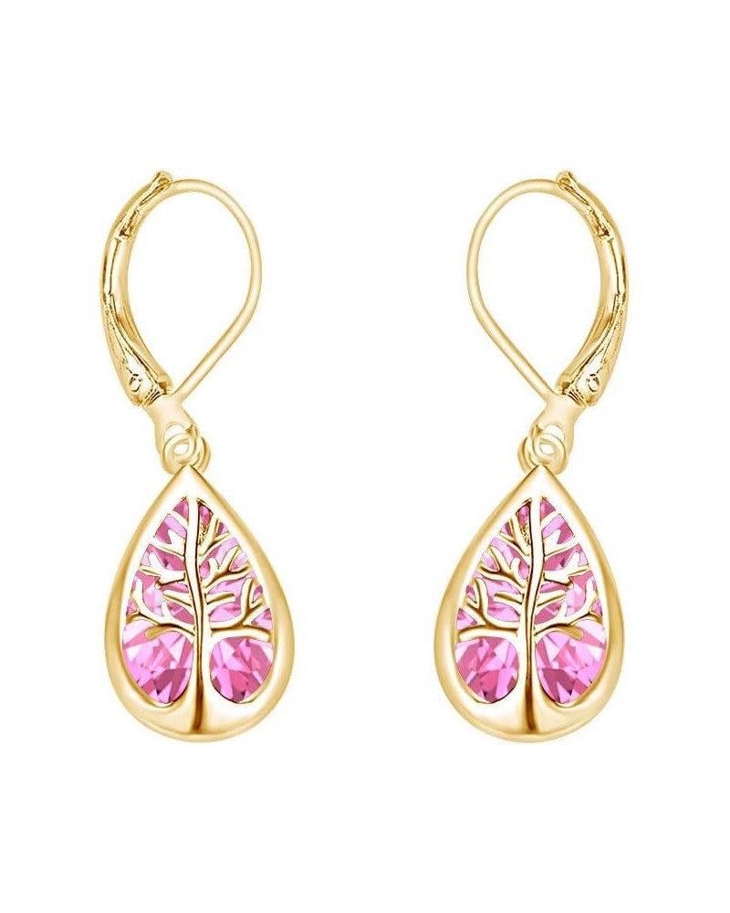 Tree Of Life Drop Earrings In 14k Gold Over Sterling Silver Yellow Gold Over : Simulated Tourmaline $24.80 Earrings