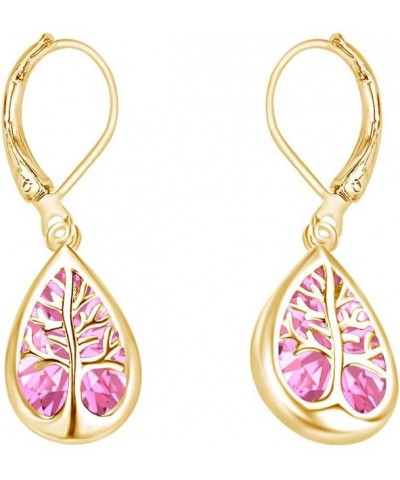 Tree Of Life Drop Earrings In 14k Gold Over Sterling Silver Yellow Gold Over : Simulated Tourmaline $24.80 Earrings