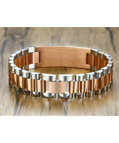 Medical Alert ID Bracelet for Men Women Stainless Steel Metal Band Adjustable Link Medical Bracelet,7.3-8 Inches Rose Gold Pl...