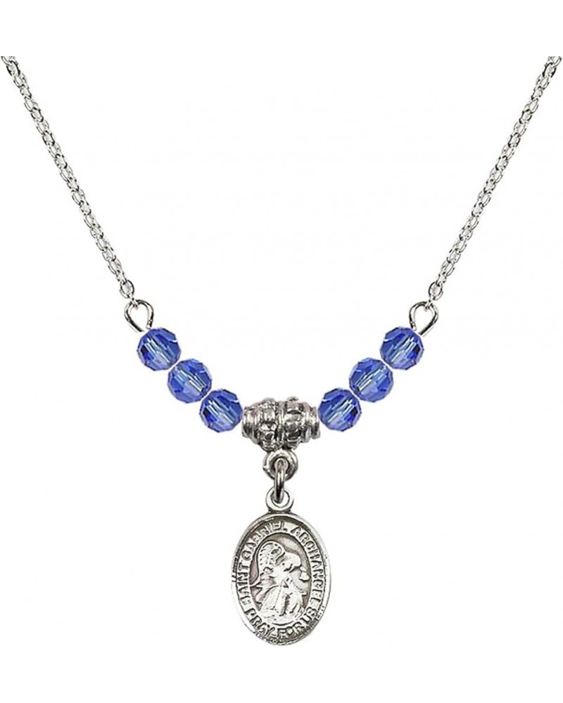 September Birth Month Bead Necklace with Catholic Patron Saint Petite Charm, 18 Inch Saint Gabriel the Archangel $27.25 Neckl...