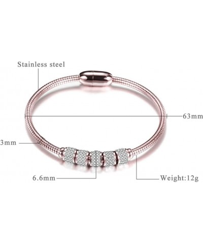 Stainless Steel Cubic Zircon Snake Chain Bangle Bracelet Rose Gold $7.50 Bracelets