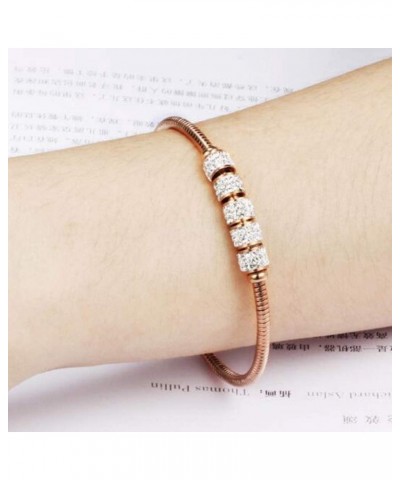 Stainless Steel Cubic Zircon Snake Chain Bangle Bracelet Rose Gold $7.50 Bracelets