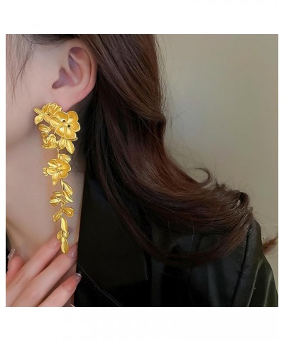 Boho Metal Leaf Ear Stud Earrings for Women,Large Geometric Gold Statement Earrings for Women - Stylish Ginkgo Flower Earring...