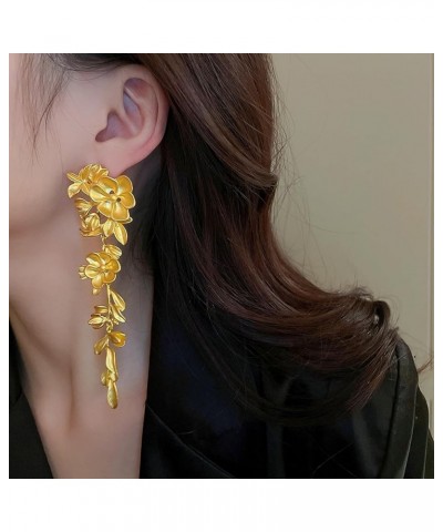 Boho Metal Leaf Ear Stud Earrings for Women,Large Geometric Gold Statement Earrings for Women - Stylish Ginkgo Flower Earring...