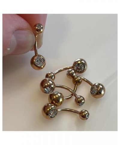 14G & 16G Double Jeweled Basic Navel Ring Rose Gold IP Over 316L Surgical Steel 16GA - 5/16" 8mm - 4x6mm BALLS $9.68 Body Jew...