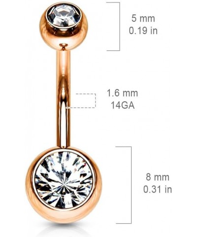 14G & 16G Double Jeweled Basic Navel Ring Rose Gold IP Over 316L Surgical Steel 16GA - 5/16" 8mm - 4x6mm BALLS $9.68 Body Jew...