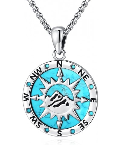 Compass Necklace for Women Men Sterling Silver 925 Compass Pendant Picture Locket Holds Ashes Urn Compass Jewelry M-F-Compass...