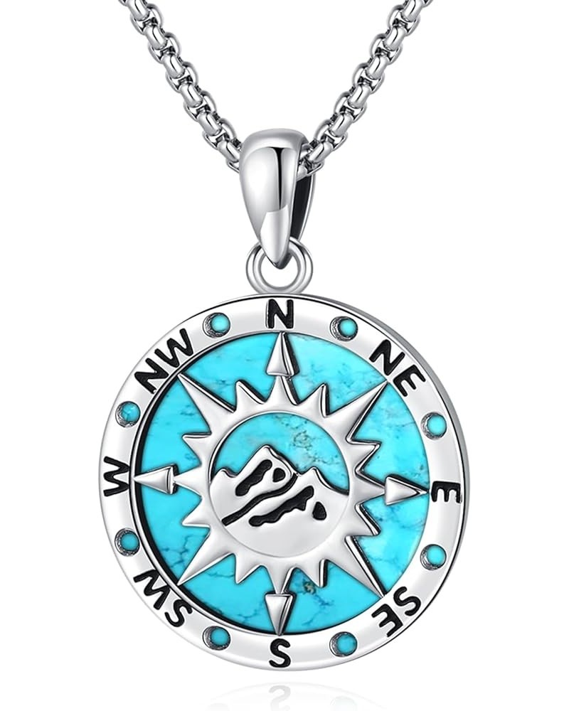 Compass Necklace for Women Men Sterling Silver 925 Compass Pendant Picture Locket Holds Ashes Urn Compass Jewelry M-F-Compass...