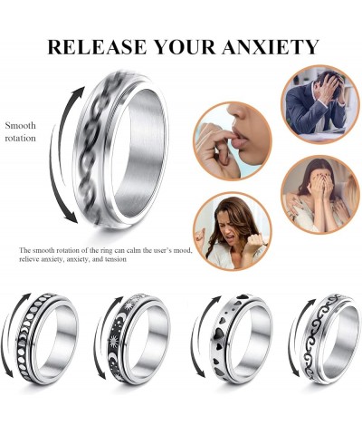 Anxiety Ring For Women Fidget Stress Relief Spinners Rings Fashion Preppy Fashion Jewelry For Teen Girl Asexual Stainless Ste...