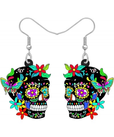 Novelty Halloween Skull Earrings Dangle Charms Acrylic Sugar Skulls Jewelry Gifts for Women Girls Zombie Decoration Sugar Sku...