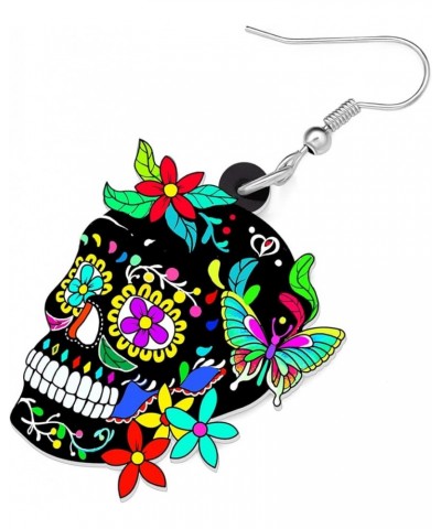 Novelty Halloween Skull Earrings Dangle Charms Acrylic Sugar Skulls Jewelry Gifts for Women Girls Zombie Decoration Sugar Sku...