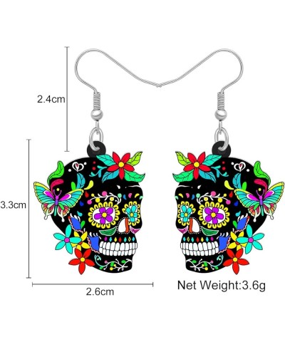 Novelty Halloween Skull Earrings Dangle Charms Acrylic Sugar Skulls Jewelry Gifts for Women Girls Zombie Decoration Sugar Sku...