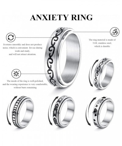 Anxiety Ring For Women Fidget Stress Relief Spinners Rings Fashion Preppy Fashion Jewelry For Teen Girl Asexual Stainless Ste...